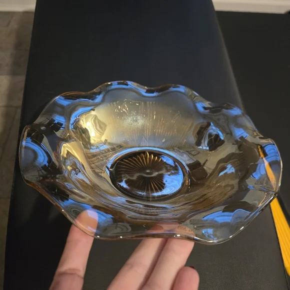 Vintage Depression Glass Jeannette Iris Herringbone Iridescent 12 Serving Bowl - Picture 5 of 9